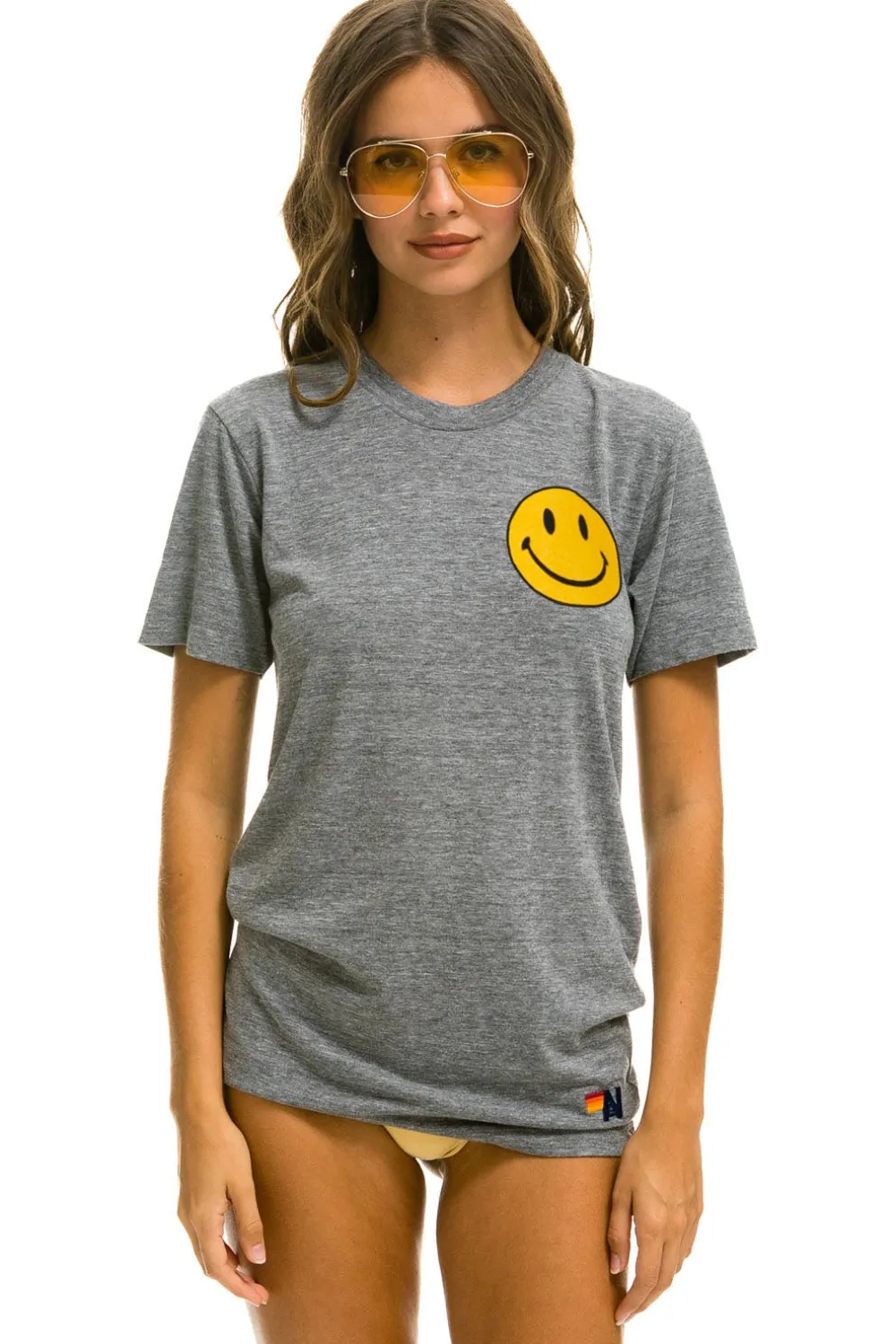 Tees | Tees | Aviator Nation SMILEY 2 CREW TEE - HEATHER GREY HEATHERGREY