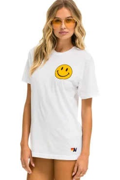 Tees | Tees | Aviator Nation SMILEY 2 CREW TEE - WHITE