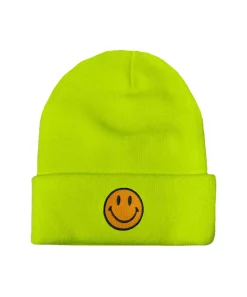 Beanies | Beanie | Aviator Nation SMILEY 2 FULL RIB BEANIE - NEON YELLOW NEONYELLOW