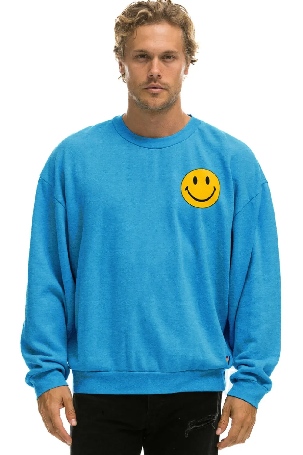 Sweatshirts | Sweatshirts | Aviator Nation SMILEY 2 RELAXED SWEATSHIRT - OCEAN