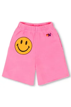 Kid's Shorts | Aviator Nation SMILEY KIDS SWEATSHORTS - NEON PINK NEONPINK