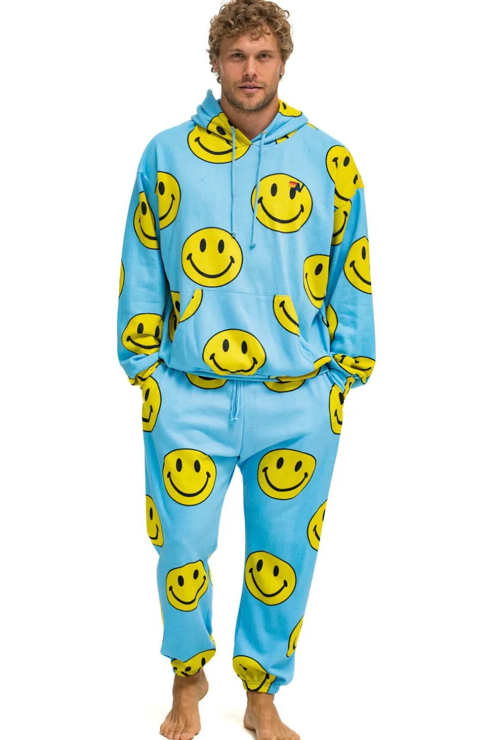 Sweatpants | Aviator Nation SMILEY REPEAT MENS SWEATPANTS - SKY