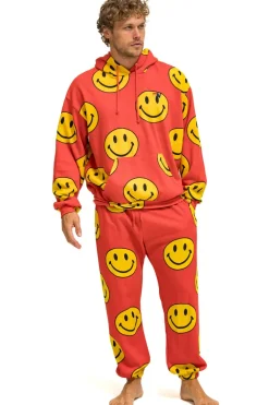Sweatpants | Aviator Nation SMILEY REPEAT MENS SWEATPANTS - RED