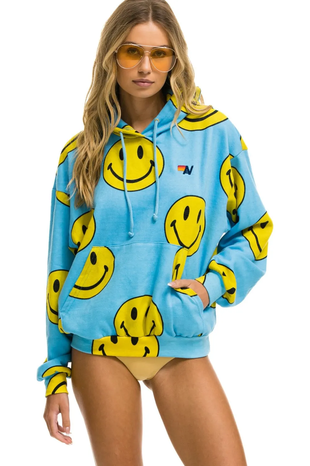 Hoodies | Hoodies | Aviator Nation SMILEY REPEAT RELAXED PULLOVER HOODIE - SKY