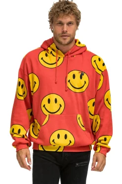 Hoodies | Hoodies | Aviator Nation SMILEY REPEAT RELAXED PULLOVER HOODIE - RED