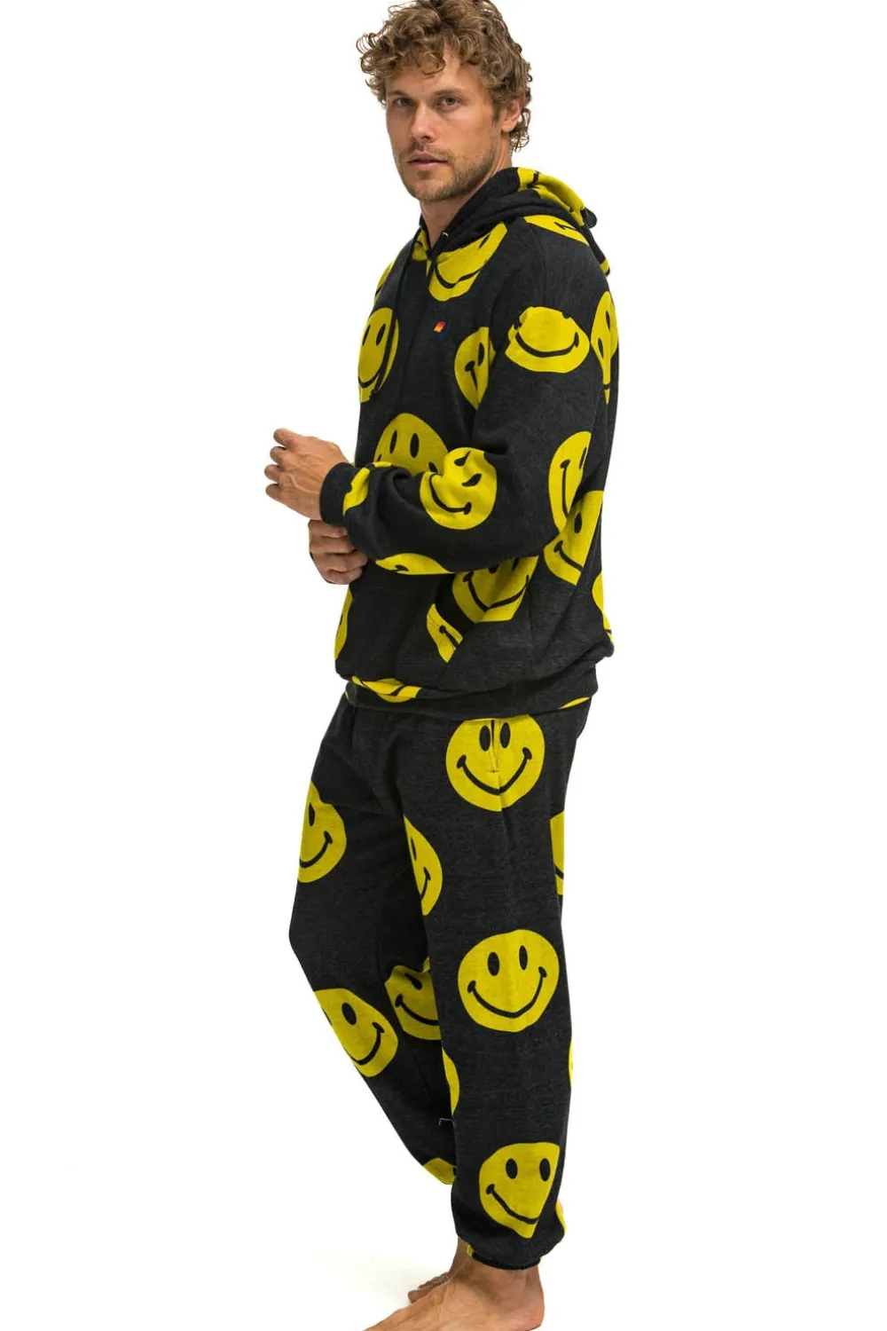Hoodies | Hoodies | Aviator Nation SMILEY REPEAT RELAXED PULLOVER HOODIE - BLACK