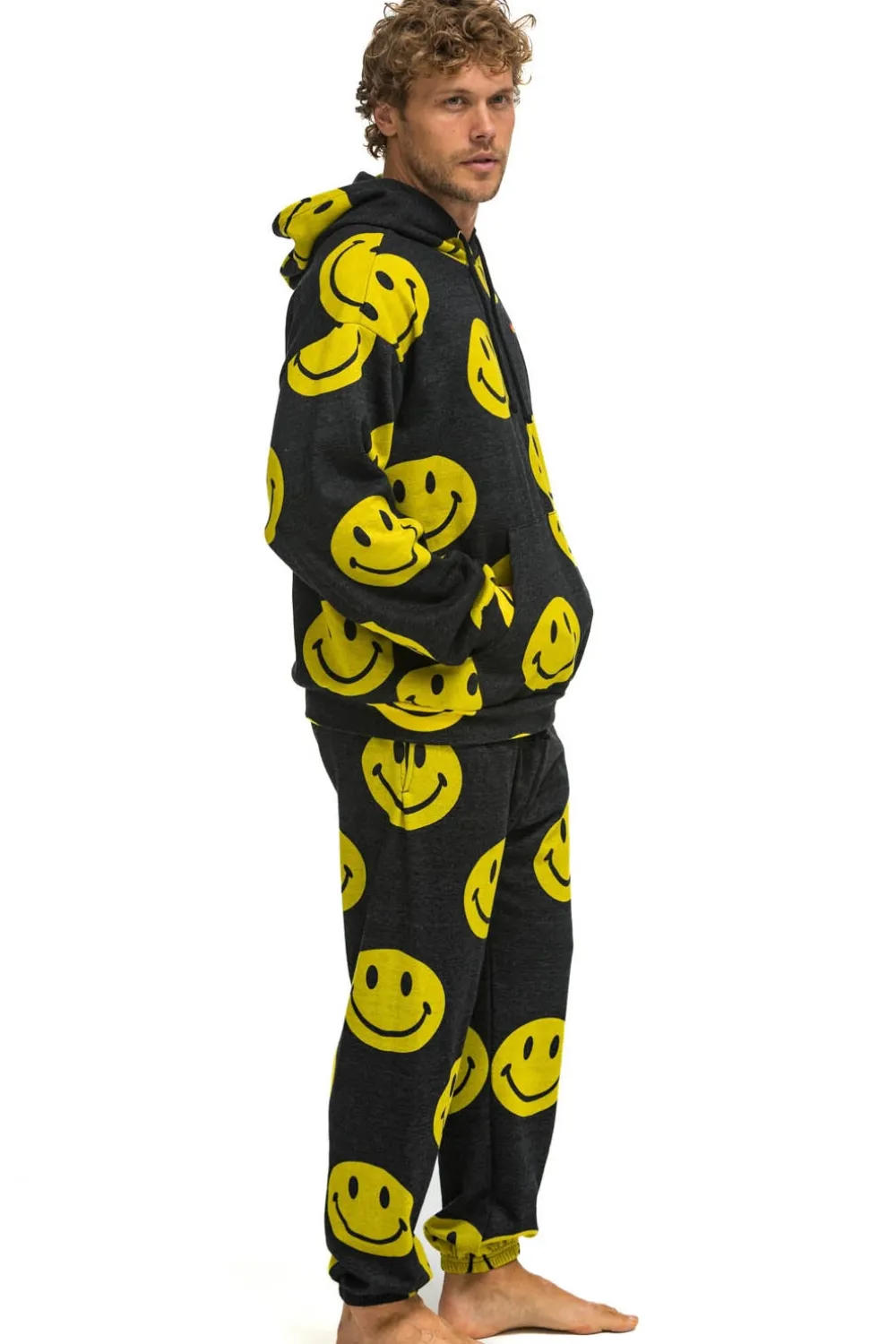 Hoodies | Hoodies | Aviator Nation SMILEY REPEAT RELAXED PULLOVER HOODIE - BLACK