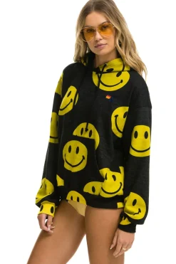 Hoodies | Hoodies | Aviator Nation SMILEY REPEAT RELAXED PULLOVER HOODIE - BLACK