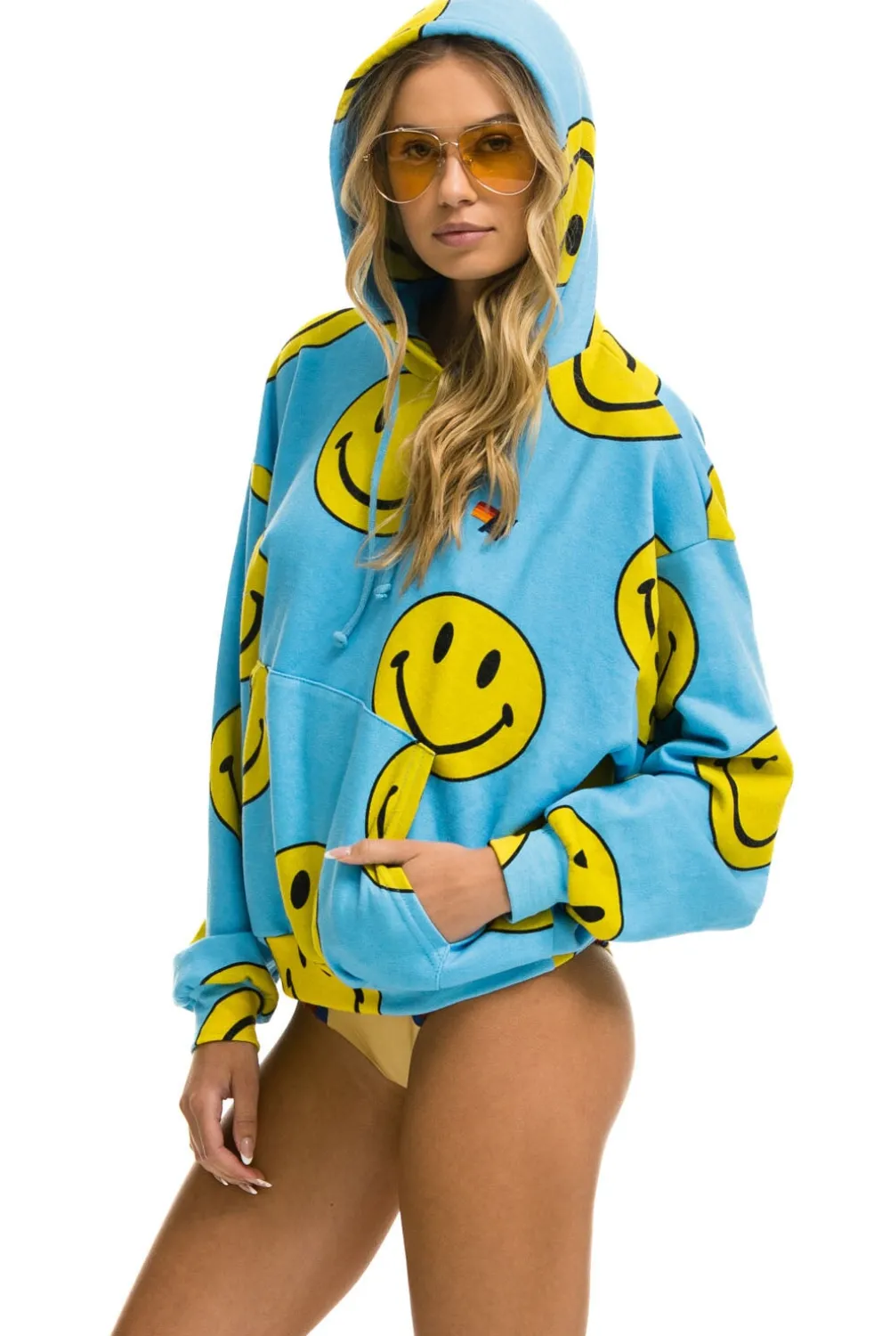 Hoodies | Hoodies | Aviator Nation SMILEY REPEAT RELAXED PULLOVER HOODIE - SKY