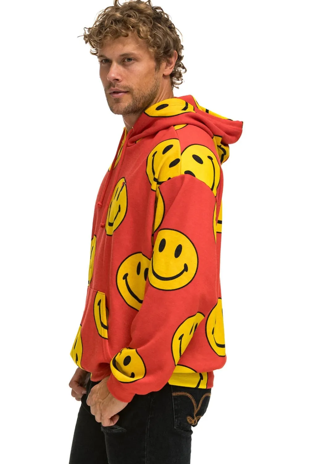 Hoodies | Hoodies | Aviator Nation SMILEY REPEAT RELAXED PULLOVER HOODIE - RED