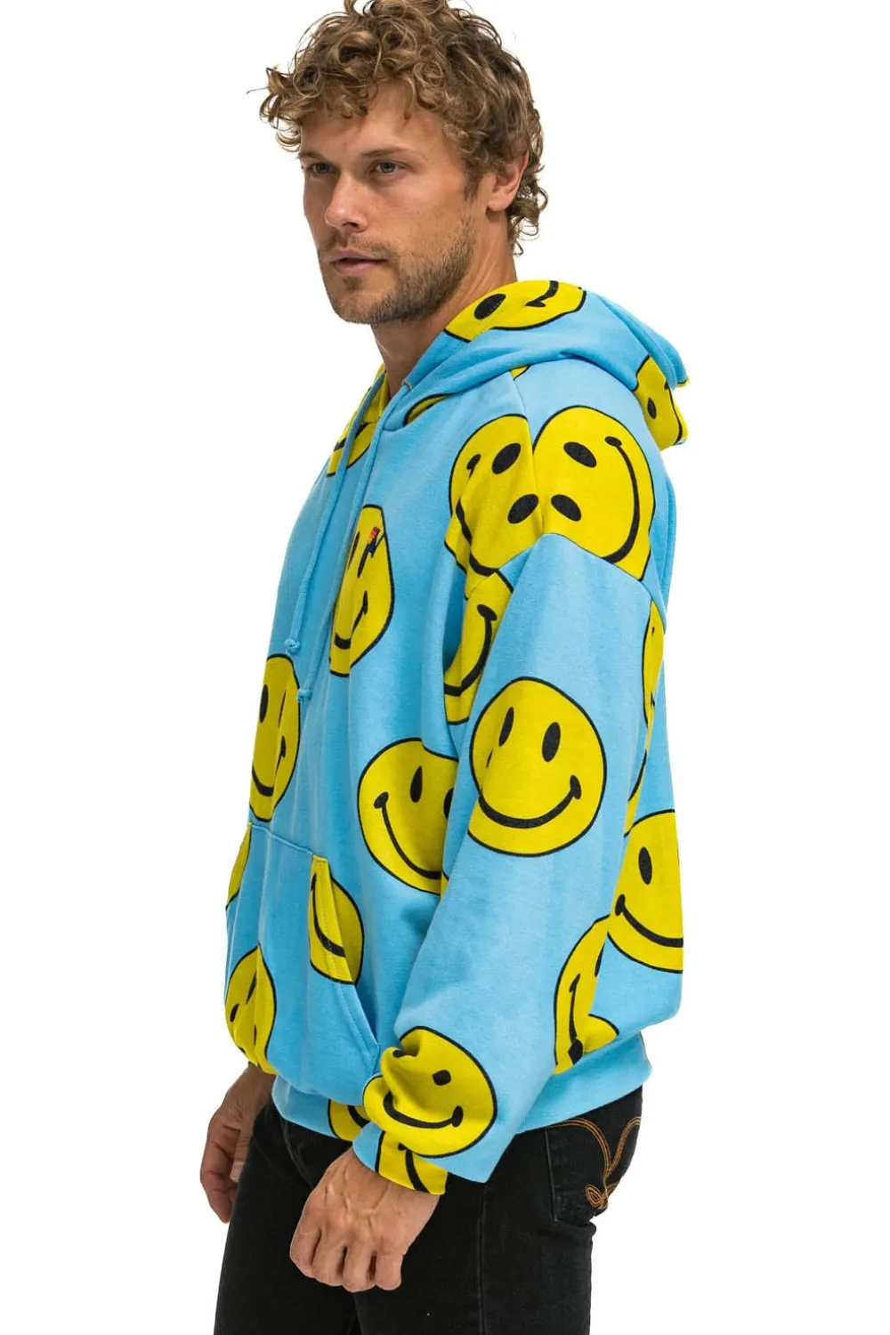 Hoodies | Hoodies | Aviator Nation SMILEY REPEAT RELAXED PULLOVER HOODIE - SKY