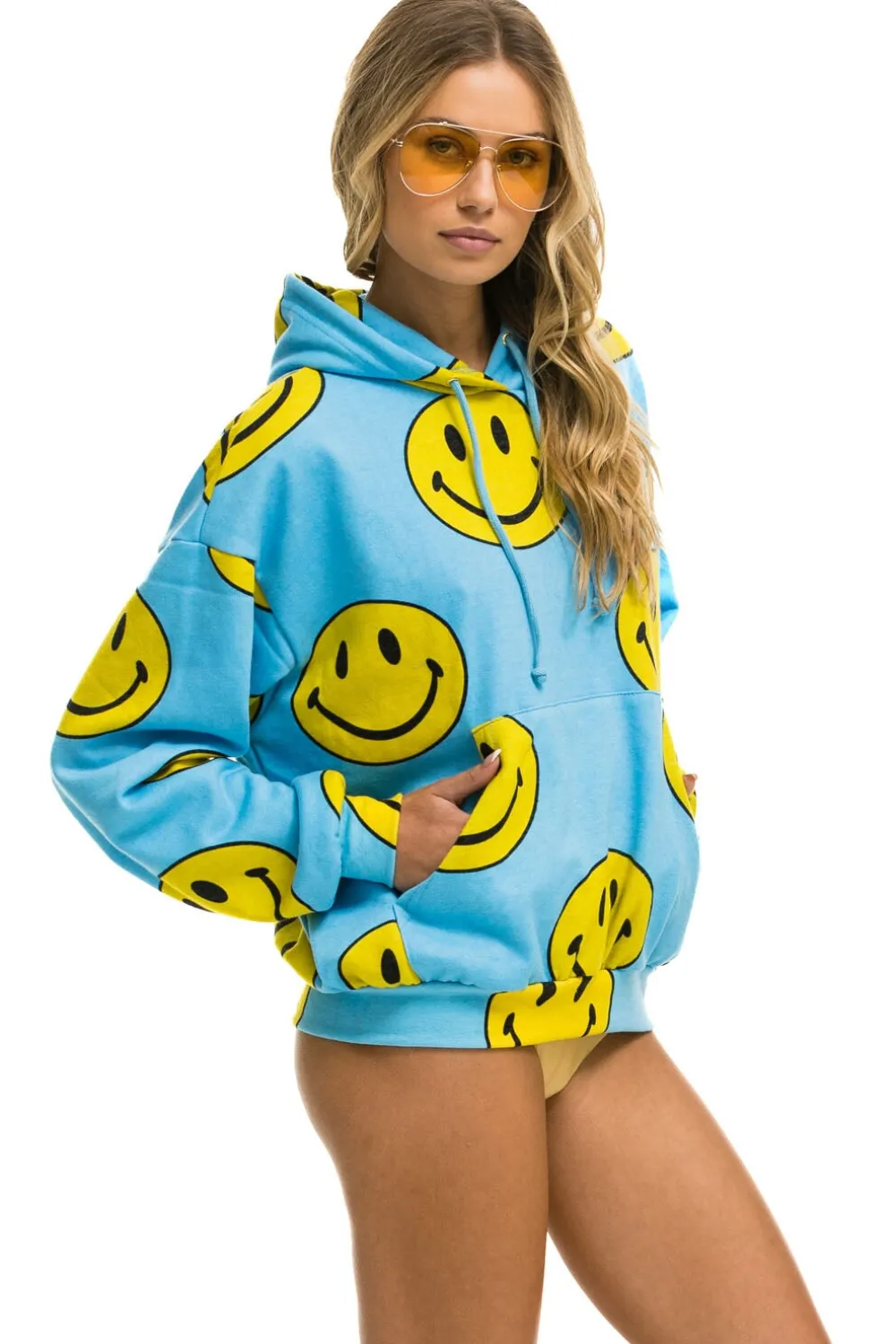 Hoodies | Hoodies | Aviator Nation SMILEY REPEAT RELAXED PULLOVER HOODIE - SKY