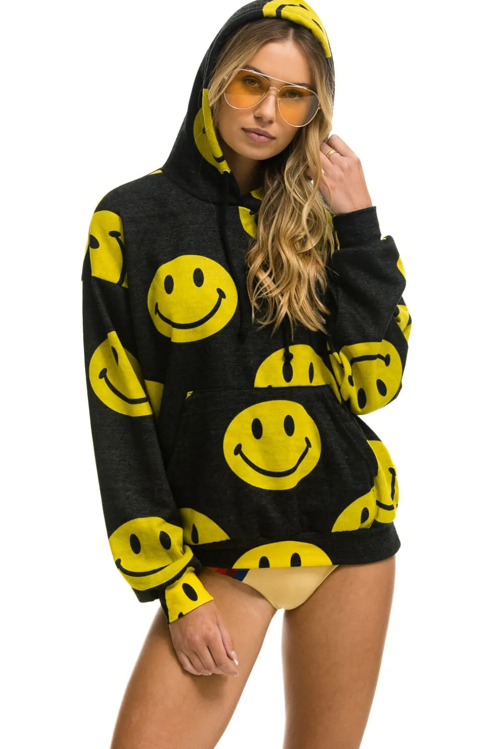 Hoodies | Hoodies | Aviator Nation SMILEY REPEAT RELAXED PULLOVER HOODIE - BLACK