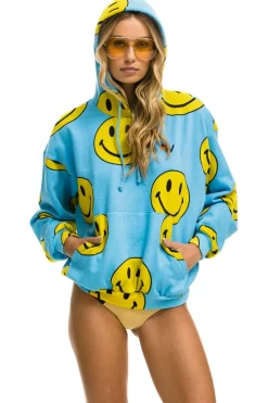 Hoodies | Hoodies | Aviator Nation SMILEY REPEAT RELAXED PULLOVER HOODIE - SKY