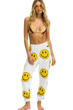Sweatpants | Aviator Nation SMILEY REPEAT SWEATPANTS - WHITE