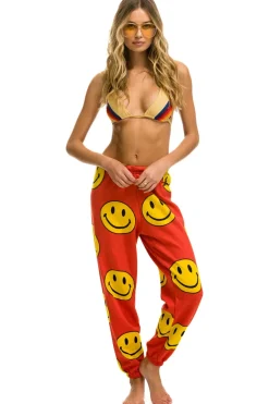 Sweatpants | Aviator Nation SMILEY REPEAT SWEATPANTS - RED