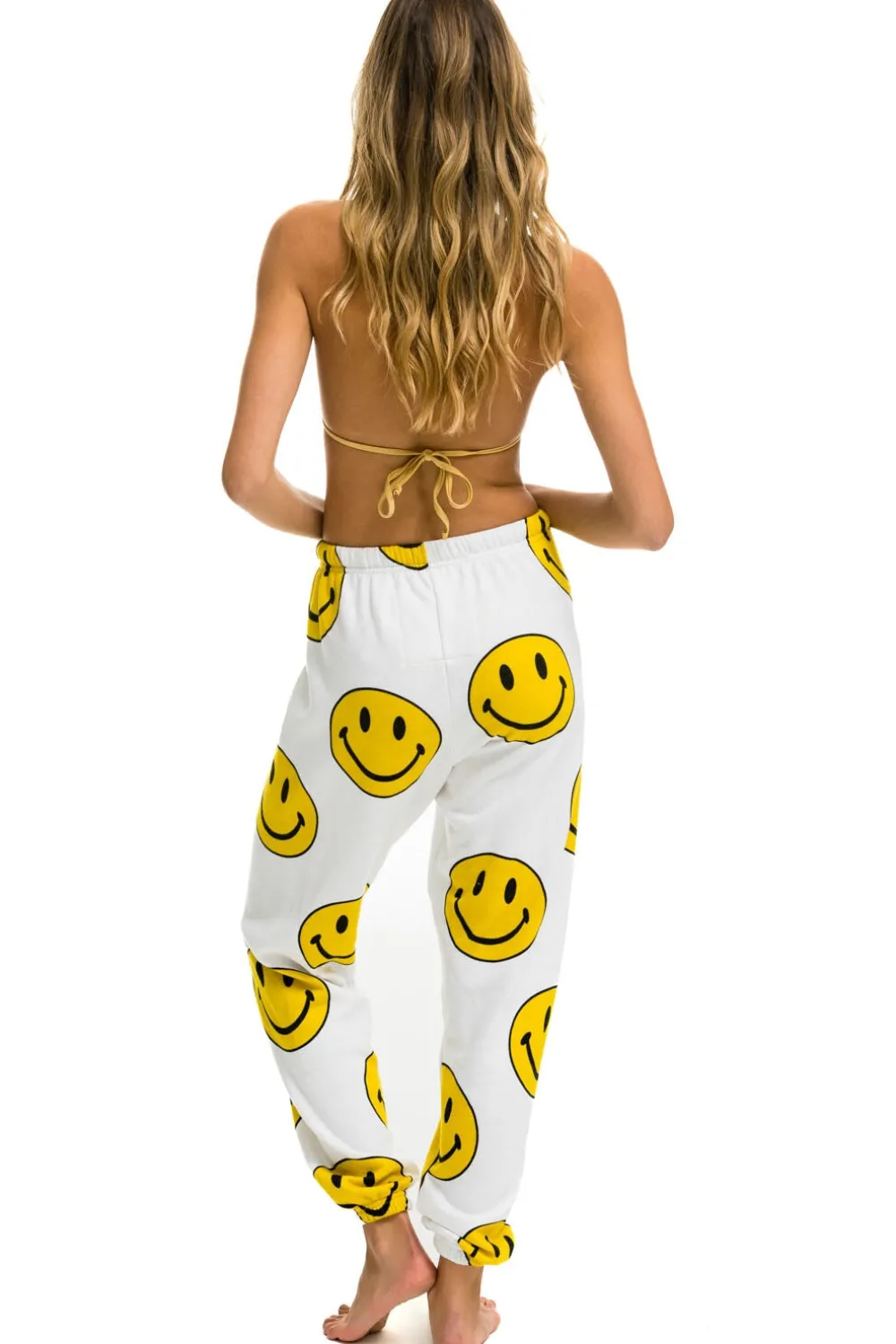 Sweatpants | Aviator Nation SMILEY REPEAT SWEATPANTS - WHITE