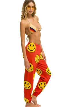Sweatpants | Aviator Nation SMILEY REPEAT SWEATPANTS - RED