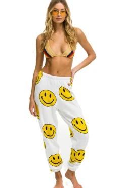 Sweatpants | Aviator Nation SMILEY REPEAT SWEATPANTS - WHITE