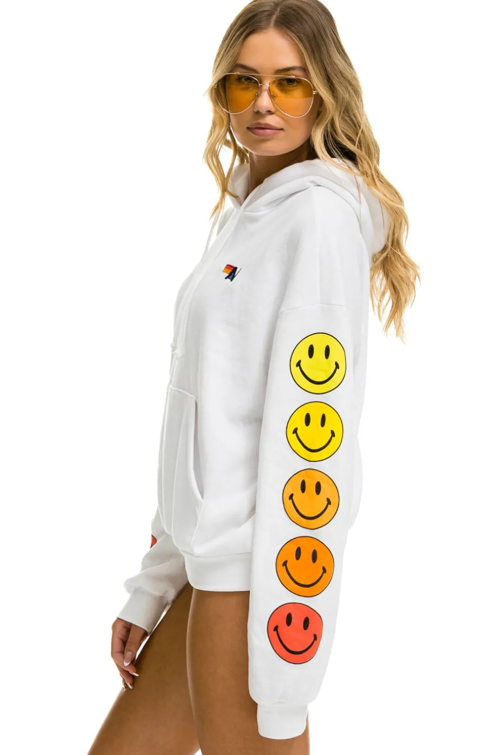Hoodies | Hoodies | Aviator Nation SMILEY SUNSET RELAXED PULLOVER HOODIE - WHITE
