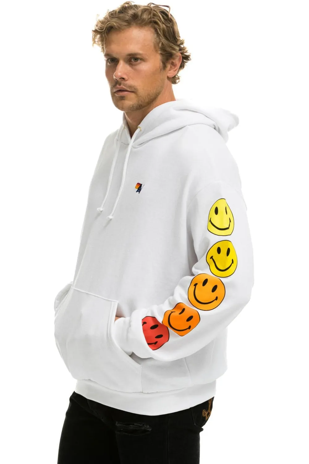 Hoodies | Hoodies | Aviator Nation SMILEY SUNSET RELAXED PULLOVER HOODIE - WHITE