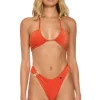 Swim Bottoms | Aviator Nation SPARKLE GYPSY RING HI-CUT FULL COVERAGE BIKINI BOTTOMS - HOT CORAL HOTCORAL