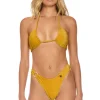 Swim Bottoms | Aviator Nation SPARKLE GYPSY RING HI-CUT FULL COVERAGE BIKINI BOTTOMS - GOLD