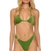 Swim Bottoms | Aviator Nation SPARKLE GYPSY RING HI-CUT FULL COVERAGE BIKINI BOTTOMS - ARMY
