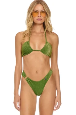 Swim Bottoms | Aviator Nation SPARKLE GYPSY RING HI-CUT FULL COVERAGE BIKINI BOTTOMS - ARMY