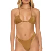 Swim Bottoms | Aviator Nation SPARKLE GYPSY RING HI-CUT FULL COVERAGE BIKINI BOTTOMS - MOCHA