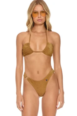 Swim Bottoms | Aviator Nation SPARKLE GYPSY RING HI-CUT FULL COVERAGE BIKINI BOTTOMS - MOCHA