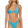 Swim Bottoms | Aviator Nation SPARKLE RIVIERA KNOT CHEEKY BIKINI BOTTOMS - SKY