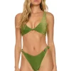 Swim Bottoms | Aviator Nation SPARKLE RIVIERA KNOT CHEEKY BIKINI BOTTOMS - ARMY