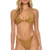 Swim Bottoms | Aviator Nation SPARKLE RIVIERA KNOT CHEEKY BIKINI BOTTOMS - MOCHA