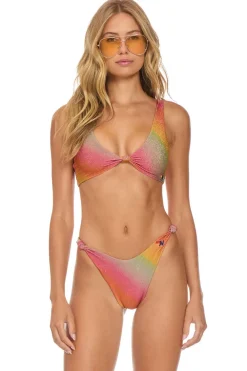 Swim Tops | Aviator Nation SPARKLE RIVIERA KNOT FRONT TOP BIKINI TOP - RAINBOW
