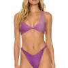 Swim Tops | Aviator Nation SPARKLE RIVIERA KNOT FRONT TOP BIKINI TOP - GRAPE