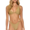 Swim Tops | Aviator Nation SPARKLE RIVIERA KNOT FRONT TOP BIKINI TOP - SAND