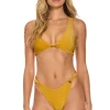 Swim Tops | Aviator Nation SPARKLE RIVIERA KNOT FRONT TOP BIKINI TOP - GOLD