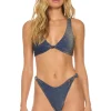 Swim Tops | Aviator Nation SPARKLE RIVIERA KNOT FRONT TOP BIKINI TOP - NAVY