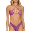 Swim Tops | Aviator Nation SPARKLE ST TROPEZ BANDEAU HALTER BIKINI TOP - GRAPE