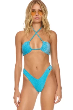 Swim Bottoms | Aviator Nation SPARKLE ST TROPEZ SCRUNCH CHEEKY BIKINI BOTTOMS - SKY
