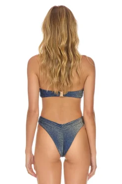 Swim Bottoms | Aviator Nation SPARKLE ST TROPEZ SCRUNCH CHEEKY BIKINI BOTTOMS - NAVY