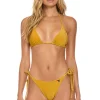 Swim Bottoms | Aviator Nation SPARKLE TURKS SIDE TIE CHEEKY BIKINI BOTTOMS - GOLD
