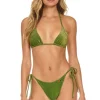 Swim Bottoms | Aviator Nation SPARKLE TURKS SIDE TIE CHEEKY BIKINI BOTTOMS - ARMY