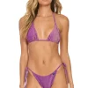 Swim Bottoms | Aviator Nation SPARKLE TURKS SIDE TIE CHEEKY BIKINI BOTTOMS - GRAPE