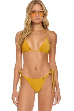 Swim Tops | Aviator Nation SPARKLE TURKS TRIANGLE BIKINI TOP - GOLD