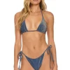 Swim Tops | Aviator Nation SPARKLE TURKS TRIANGLE BIKINI TOP - NAVY
