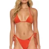 Swim Tops | Aviator Nation SPARKLE TURKS TRIANGLE BIKINI TOP - HOT CORAL HOTCORAL