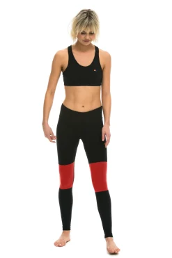 Activewear | Activewear | Aviator Nation SPRINTER FULL LENGTH LEGGINGS - BLACK // RED BLACK//RED