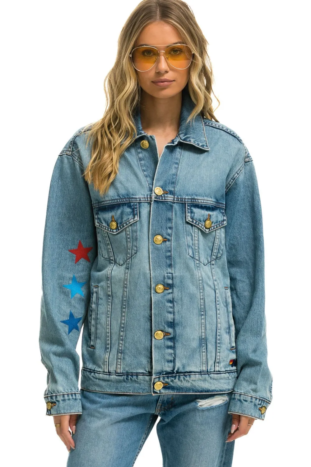 Denim | Denim | Aviator Nation STOKED OVERSIZED CONCERT DENIM JACKET - VINTAGE